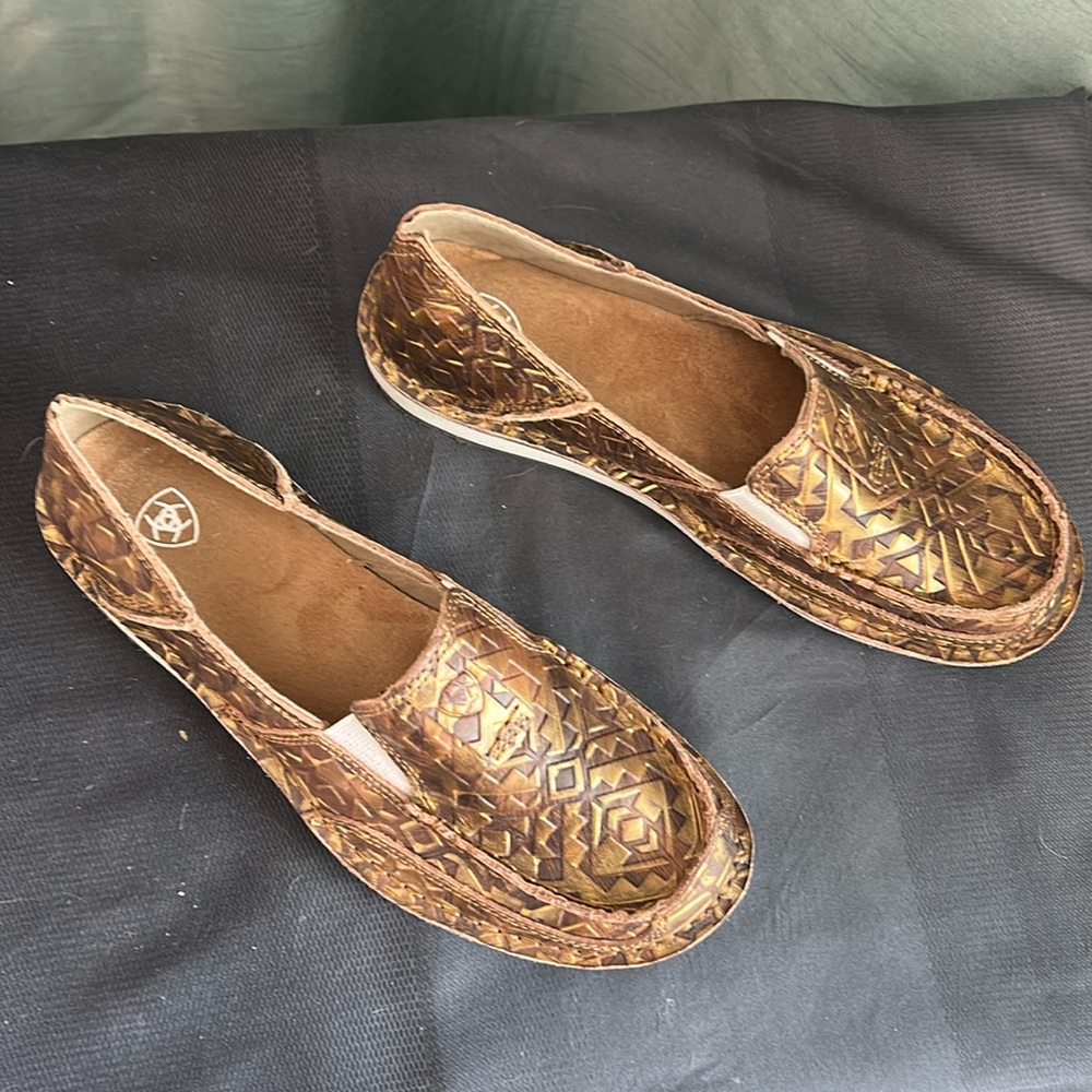 Two for the price of one! Women’s Ariat loafers. And black chunky ankle boots.